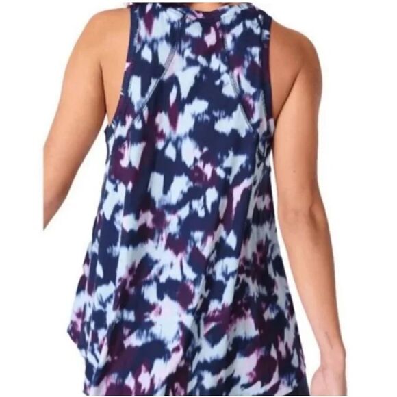 Sweaty Betty Easy Peazy Tank sustainable vest blue flow print tunic sz medium - Picture 2 of 10